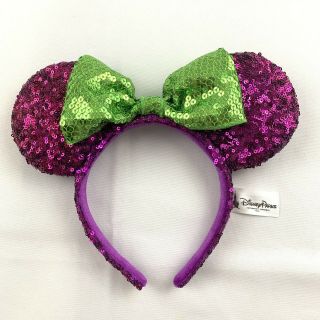 Nwot 2015 Disney Halloween Minnie Mouse Ears Purple Green Rare Exclusive