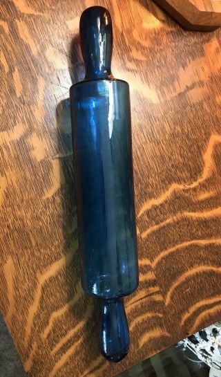 Antique Cobalt Blue Blown Glass Rolling Pin