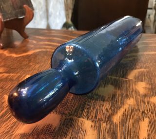Antique Cobalt Blue Blown Glass Rolling Pin 2