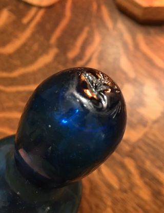 Antique Cobalt Blue Blown Glass Rolling Pin 3