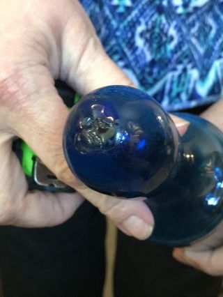 Antique Cobalt Blue Blown Glass Rolling Pin 6