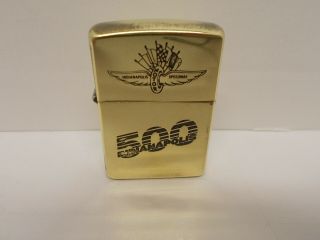 Vintage Zippo Bright Brass Lighter,  W/ " Indianapolis 500 " & Logo On Face,  53725