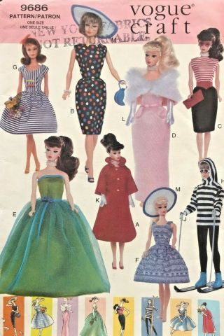Vogue Fashion Doll Clothes Pattern 9686 Size 11.  5 " Uncut