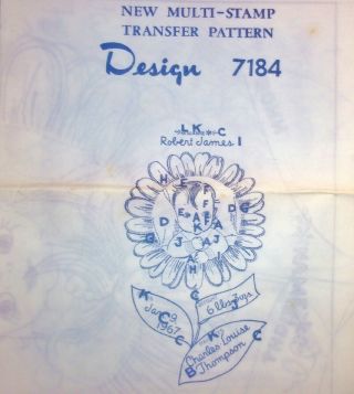 Design 7184 Baby Birth Embroidery Sampler Vtg 60s Mail Order Transfer Pattern