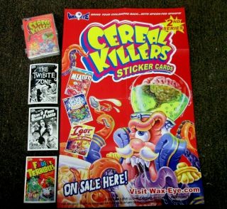 Cereal Killer 2nd Series Stickers Complete Set Of 55,  Poster Ala Wacky Packs