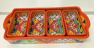 Talavera Chip Dip Mexican Pottery Appetizer Dish Plate Platter Taco Salsa Large