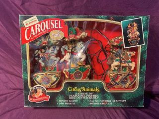 1993 Vtg Mr.  Christmas Carousel Ornaments Animated Circus Animals Horse Horses