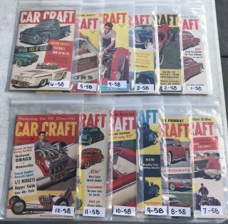 Car Craft 12 Issues 1958 Custom Small Magazines Rockabilly Hotrod Flathead