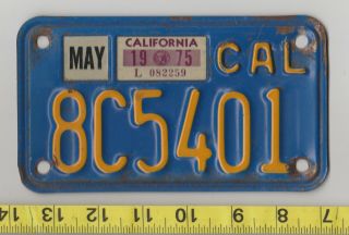 1975 California Motorcycle License Plate 8c5401