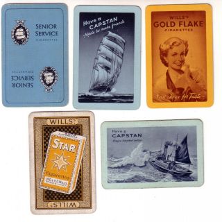 Set 5 X Vintage Cigarette Advertisements - Swap Playing Cards