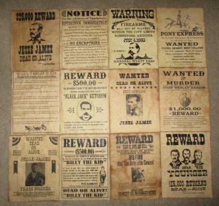 Wyatt Earp Tombstone Wanted Posters Billy The Kid Jesse James Old West