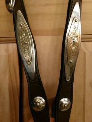 Vintage Bridle Headstall With Unique Silver Brass horse size 2