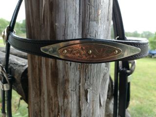 Vintage Bridle Headstall With Unique Silver Brass horse size 5