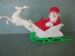 Vintage Celluloid Santa In Sleigh With 1 Reindeer.  5 " Long