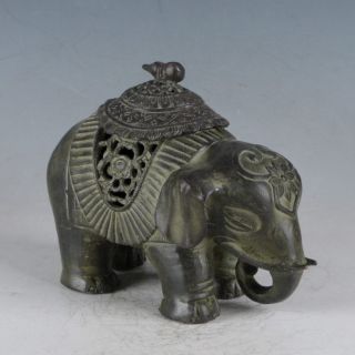 Ancient Exquisite Bronze Elephant Incense Burner