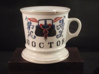 Vintage Porcelain Doctor Shaving Mug/cup Gold Trim Viking Japan Coffee Tea,  Label