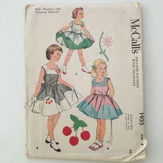 Vtg 1950s Mccalls Sewing Pattern Girls Dress & Petticoat W/ Transfer Complete 6