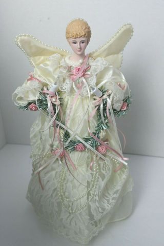 Traditions Ivory Lighted Angel Tree Topper Or Centerpiece Holiday Decoration 12 "