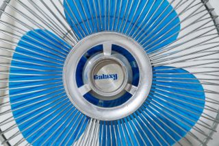 Vintage Galaxy Blue Blade Oscillating Table Fan 12 " Blade