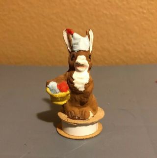 Antique German Easter Bunny Rabbit Composition Candy Container Rare Small Size