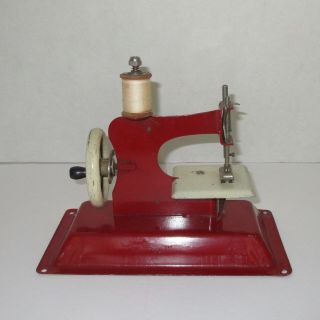 Gateway Junior Vintage Toy Metal Sewing Machine 1950s Childs Red White Crank