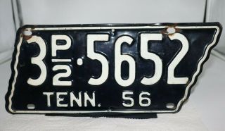 1956 Tennessee Truck License Plate Knox Conty Code 3