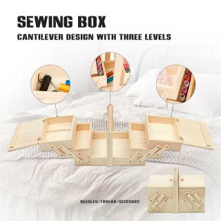 2 Layer Sewing Kit Storage Box Case Thread Threader Needle Scissor Tape Tool