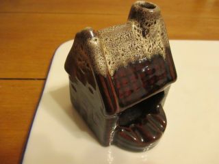 Vintage Pottery Brown Drip House Ash Tray Figurine Approx.  3 3/4 " T X 2 3/4 " W