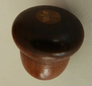 Vintage Thimble Thread Holder Carved Wood Acorn Inlaid