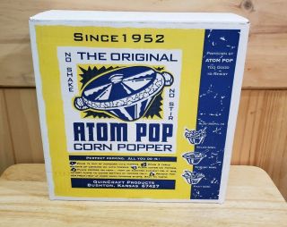 Vintage Atom Pop Corn Popper Aluminum No Shake No Stir Stove Top -