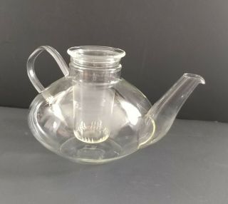 Vintage Schott Mainz Jena Glas Teapot Kettle Clear Glass Mid Century Modern