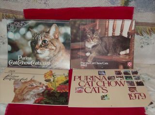 4 Vintage Ralston Purina Cat Calendars 1977,  78,  79,  80 Great Pictures
