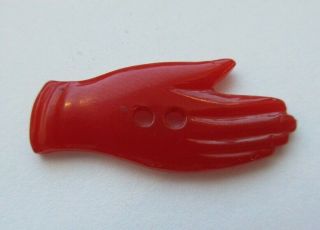 Cool Antique Vtg Cherry Red Bakelite Button Realistic Hand 1 - 1/8 " (g)