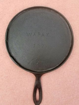 Early Logo Wapak 7 Cast Iron Handled Griddle Erie Griswold 737 Ghost Pattern