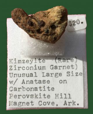 Rare KIMZEYITE & ANATASE crystals,  Perovskite Hill,  Magnet Cove,  Arkansas 70 ' s 3