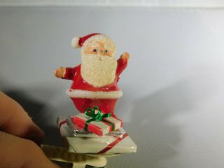 1950s Clip - On Santa W Presents Ornament To Christmas Tree Very Cute