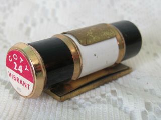 Vintage Metal Lipstick Tube Case 1940 ' s 50 ' s Coty Vibrant Lipstick w/ Mirror 3