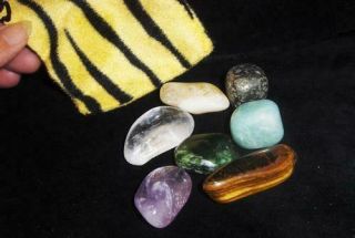 Carols PROSPERITY SET Tumbled JUMBO Stones w Bag Pyrite Jade Citrine more 84N 2
