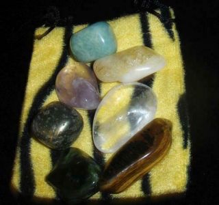 Carols PROSPERITY SET Tumbled JUMBO Stones w Bag Pyrite Jade Citrine more 84N 3