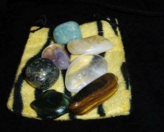 Carols PROSPERITY SET Tumbled JUMBO Stones w Bag Pyrite Jade Citrine more 84N 5