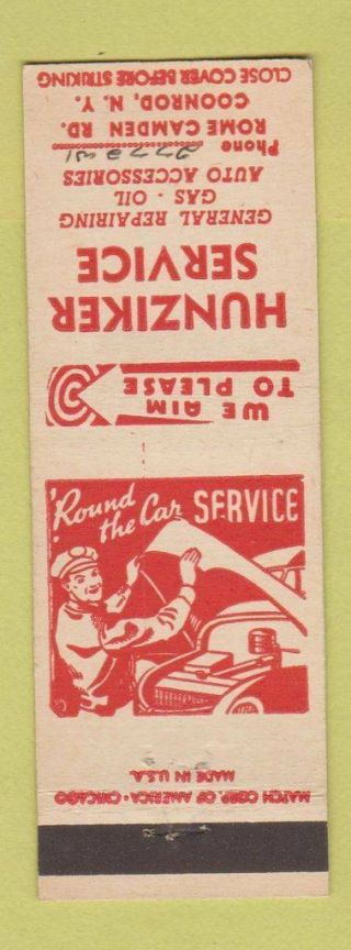 Matchbook Cover - Hunziker Service Oil Gas Coonrod Ny