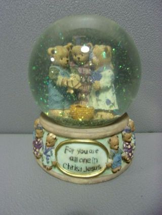 Youngs Berry Hill Bears Musical Glitter Globe 1998 For You Are All One In Christ