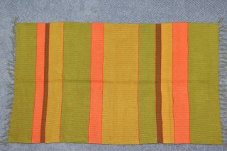 Vtg Del Sol Inc Green Orange Yellow Woven Wool Saddle Blanket Rug With Bag 56x33