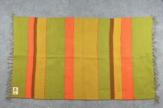 VTG Del Sol Inc Green Orange Yellow Woven Wool Saddle Blanket Rug with Bag 56x33 5