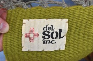 VTG Del Sol Inc Green Orange Yellow Woven Wool Saddle Blanket Rug with Bag 56x33 6
