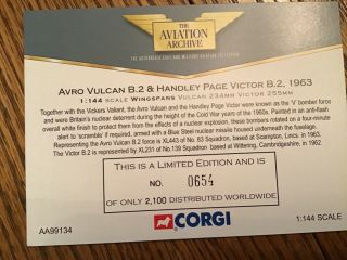 AVRO VULCAN B.  2 & HANDLEY PAGE VICTOR B.  2 AA99134 1/144sc Limited Edition 6