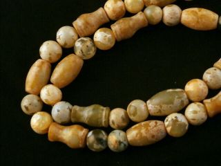 26 Inches Chinese Old Jade Beads Necklace W/Jade Beast Pendant O006 2