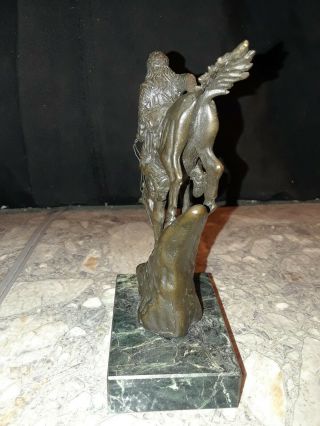 Vintage Frederic Remington Bronze Statue Mountain Man Marble Base 2