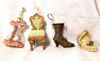 Vintage Victorian - Style 4pc.  Chair Boot Ring Box Mannequin Christmas Ornaments