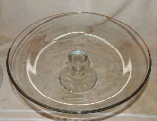 Vintage Heavy Glass Pedestal Cake Stand with Domed Dome Lid Cover Gold Trim 2